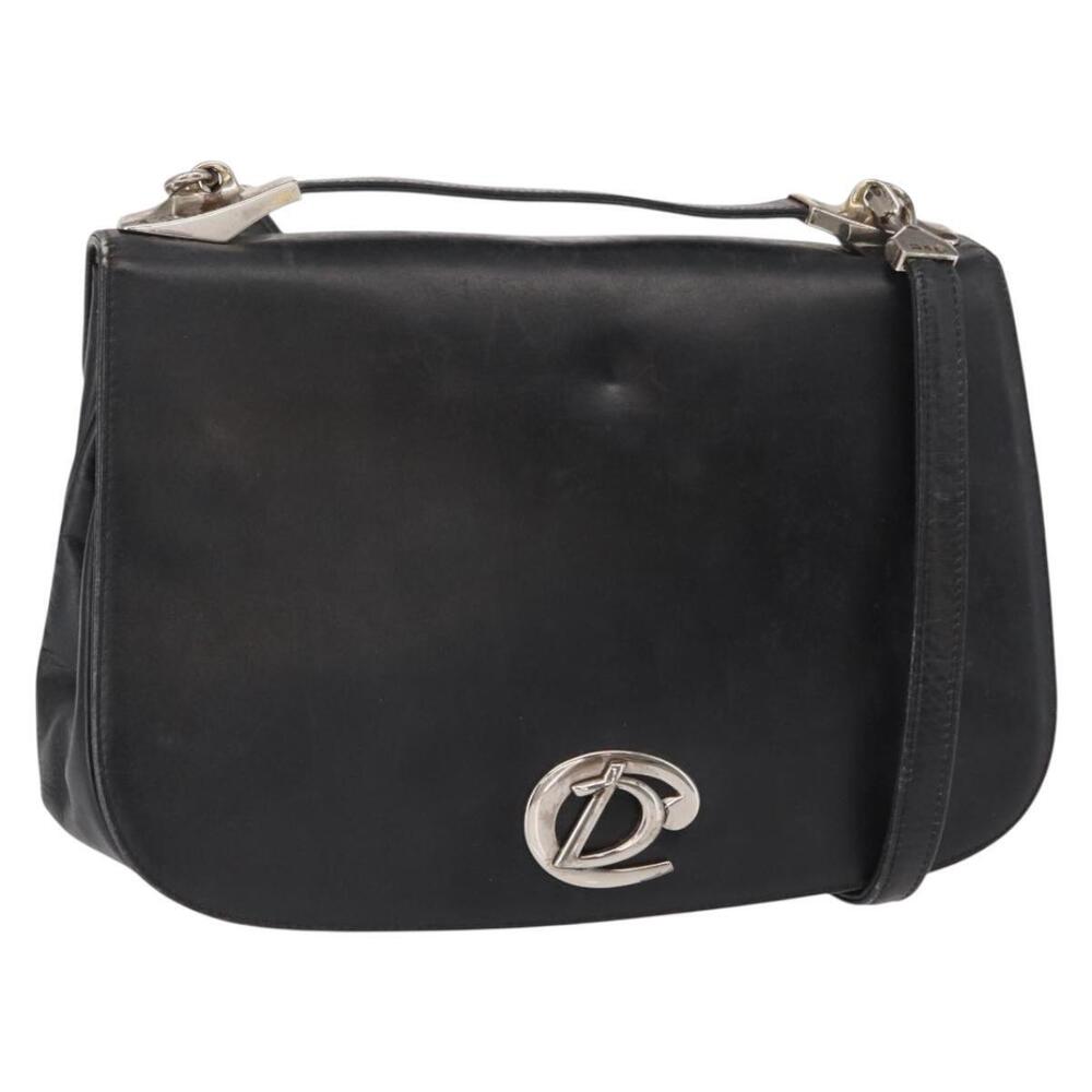 Christian Dior Hand Bag Calf Skin 2way Black Silver Auth 160958 - Picture 1 of 16